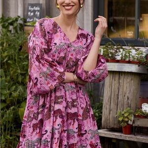 NWT PrintFresh FELINE FATALE DAY TRIPPER TIERED DRESS-Small